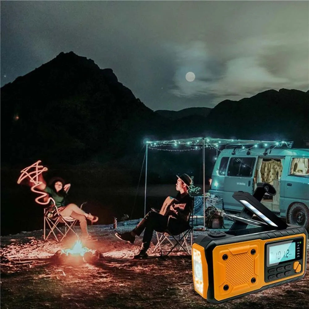 Rádio Solar de Emergência 5000mAh com Lanterna e Carregador USB